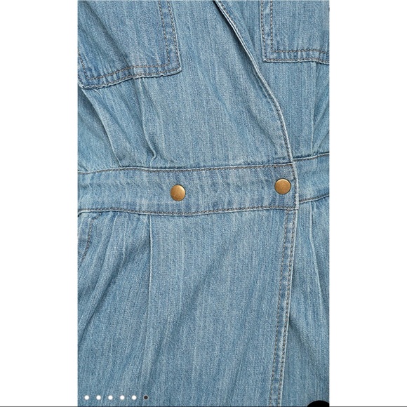 SOLD โ MP|D by MINKPINK Jeans Utility Wrap Midi Dress / Dusty Blue - Picture 5 of 9